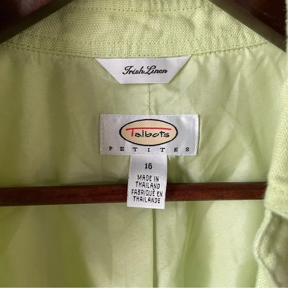 Talbots Petites Vintage Irish Linen Open Blazer Jacket 16P Minimal Office Career - Picture 3 of 8